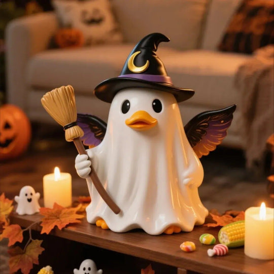 🔥 Halloween🔥 Buy 1 Get 1 Free 🎁 Ghost Duck Halloween Figurine – Spooky Resin Duck Statue 👻🦆