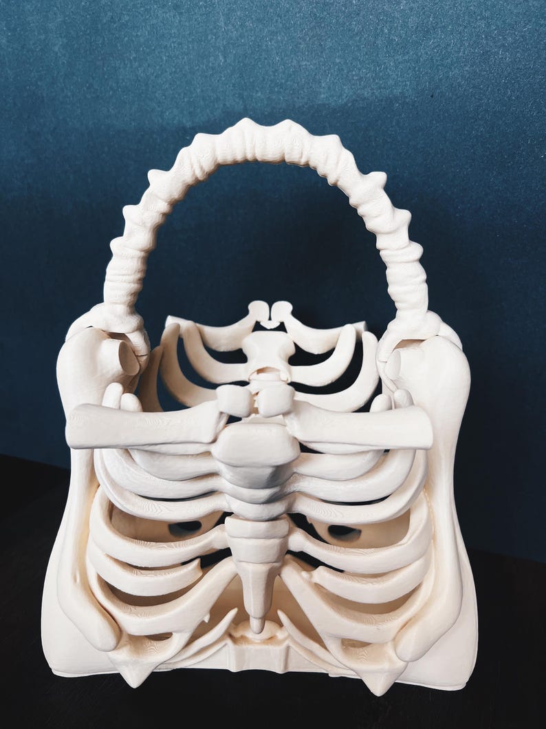 3D printed Skeleton Bone Bag - Gothic - Halloween bone purse spooky ribcage bag