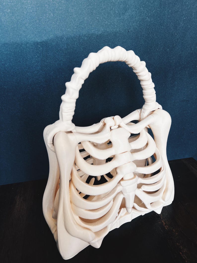 3D printed Skeleton Bone Bag - Gothic - Halloween bone purse spooky ribcage bag